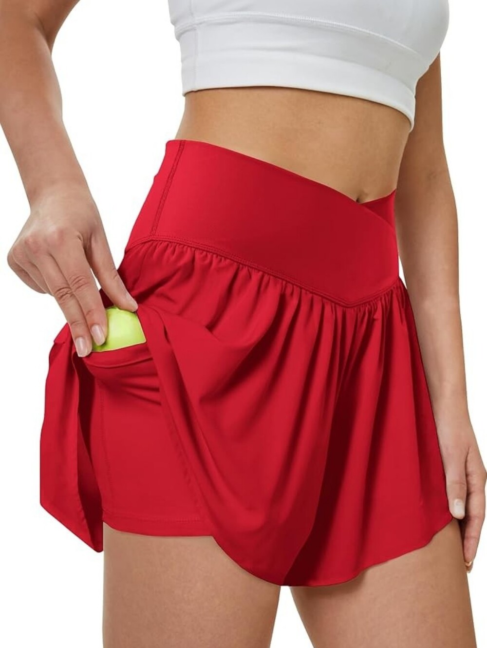 NWT Dlooda Women’s Red Athletic Butterfly Flowy Shorts with Hidden Pocket